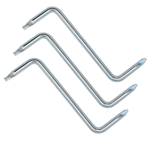 3pcs Right Angle Screwdriver, 90 Degree Offset Screwdriver Set, T15/T20/T25 Alloy Steel Z-Type Screwdriver with Flat Head and Phillips, Double Ended Head Short Angled Screwdriver for Tight Spaces