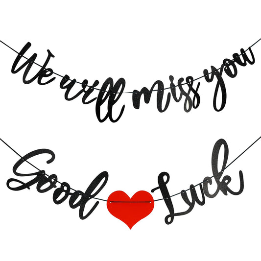 Good Luck We Will Miss You Banner Decorations, Retirement Decorations Party Decorations, Good Luck Banner Decoration for Farewell Graduation Retirement Party Decorations