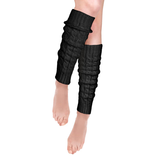 KALIONE 80s Leg Warmers Women's Cable Knit Long Leg Warmers Ankle Heap Socks Ballet Dance Boot Socks for Women Girls, Black