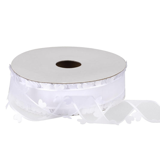 1 Roll of Gift Ribbon White Organza Ribbons White Satin Ribbon White Transparent Gift Ribbon Wedding Cake Ribbon Satin Ribbon Shimmering Ribbon for Wedding Decoration DIY Party Decorations