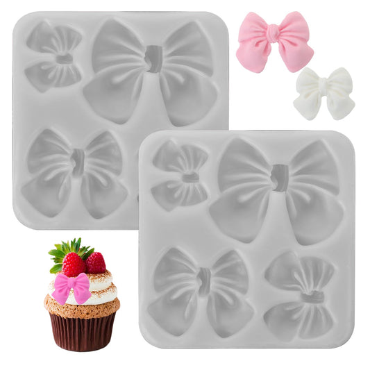 2 Pack Bow Silicone Molds Bow Chocolate Molds Fondant Molds Chocolate Molds Silicone Cake Pop Molds Bows for Cake Decorating Rice Krispies Treats Molds for Wedding Party Dessert Baking DIY Supplies