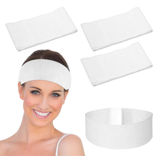 Disposable Spa Headband for Women, 30 Pack Spa Facial Headbands, Elastic Headband Wrap with Adjustable Tape, Esthetician Supplies, Non Woven Stretch Headbands for Women's Hair
