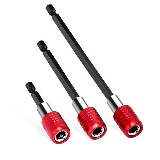 3pcs Drill Bit Extension, Quick Release Magnetic Drill Bit Holder Tool Kit with 1/4 Hex Shank for All 1/4-Inch Drive Bits, Impact Driver Extension for Drill Bit Three Lengths 2", 4" and 6"