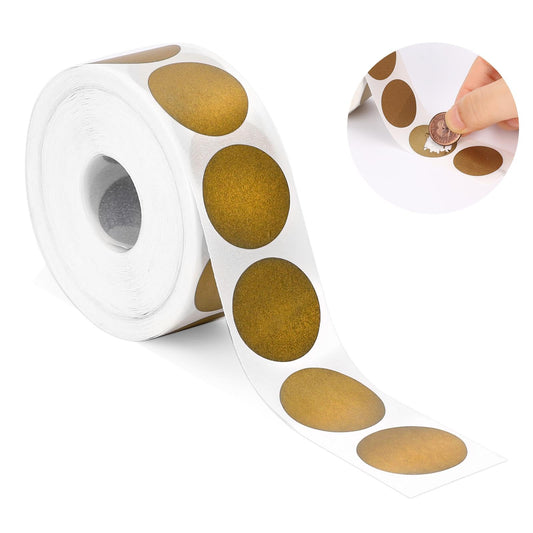 1000 Pcs Gold Round Scratch Off Stickers, Scratch Card Stickers, 1 inch Gold Round Custom Stickers Scratch Stickers, Scratch Off Stickers for DIY, Scratcher Stickers for Scratch Tickets