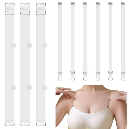 Mozeat Lens Clear Bra Straps, 3 Pairs Invisible Shoulder Strap with 3PCS Transparent Back Straps,Adjustable Non-slip Bra Strap for Women and Dancer