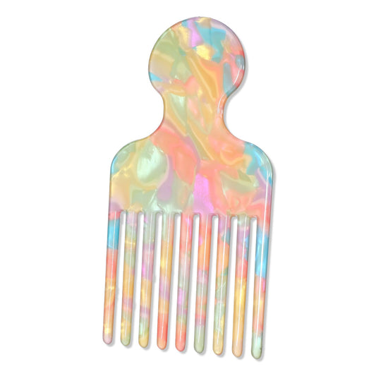 Hair Picks Comb for Women, Wide Tooth Combs for Curls, Long Tooth Detangling Lifting Comb, Hair Styling Tool, 4.8 Inches, Pink