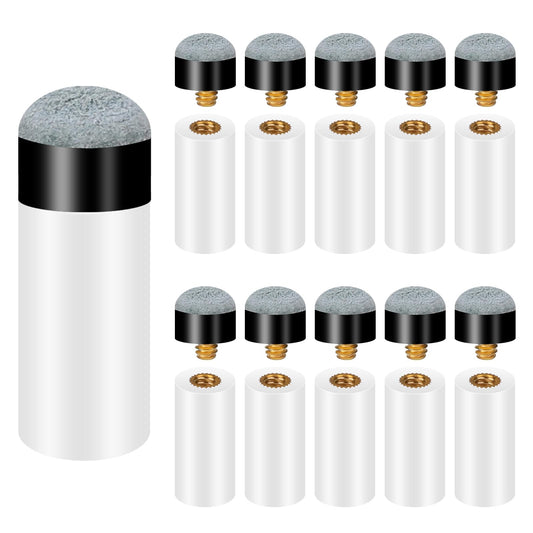Billiard Cue Tips, 10 Pieces Hard Billiard Cue Tips Replacement Screw Tips with Pool Cue Ferrule 12 mm Billiard Cue Accessories Set for Billiard Sticks Snooker Pool Cues (Grey)