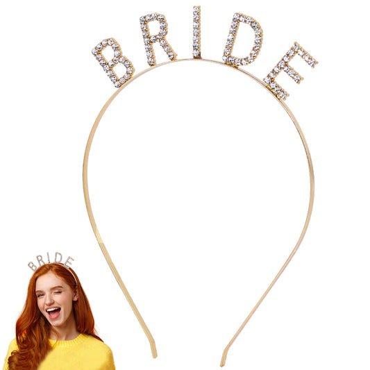 Bride Headband, Bride Headband Bride Crown, Rhinestone Crown Headband for Women,Elegant Crown Head Bands, Bridal Headband for Bachelorette Party Headbands(Rose Red)