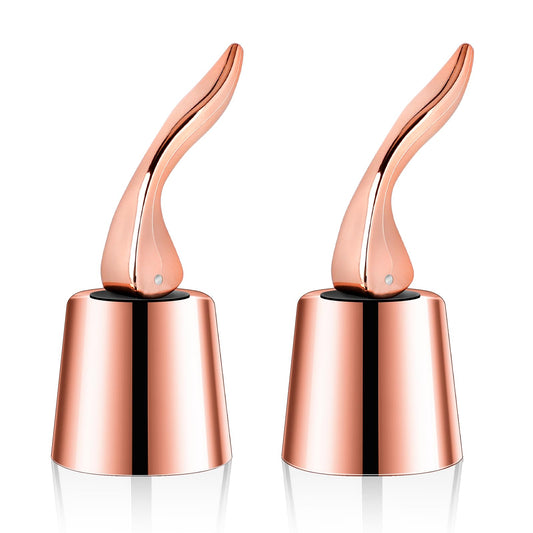 2PCS Wine Bottle Stoppers, Stainless Steel Wine Bottle Stoppers with Silicone, Wine Bottle Stoppers, Reusable Champagne Keeper, Resealable, Spill-Proof, for Champagne, Wine, White Wine(Rose Gold)
