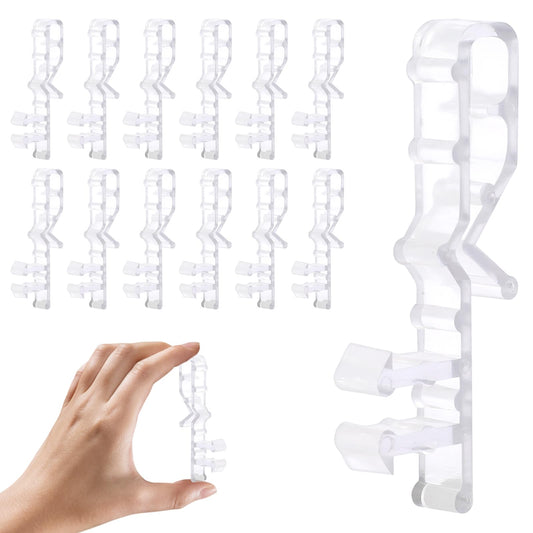 KALIONE 12Pcs Hidden Channel Valance Clips, Window Blind Clips Valance Clips for Blinds, Window Clips to Hold in Windows, 2-1/8inch Clear Plastic Valance Clips for The Valance, Blind Clip
