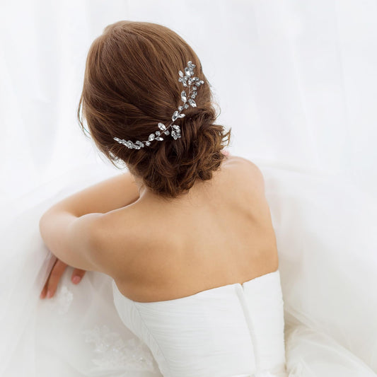 Bridal Wedding Hair Grapevine for Bride Silver Crystal Headband Hair Pieces for Wedding for Brides Silver Hair Accessories Hair Accessories Wedding Headband for Women