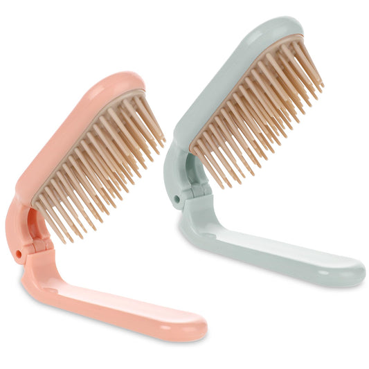 Mini Folding Hair Brush,2 Pack Compact Travel Hair Brush Pocket Size Hairbrush Purse Brush Small Foldable Hair Combs for Women, Suitable for Travel, Swimming, Gym, Car, Office