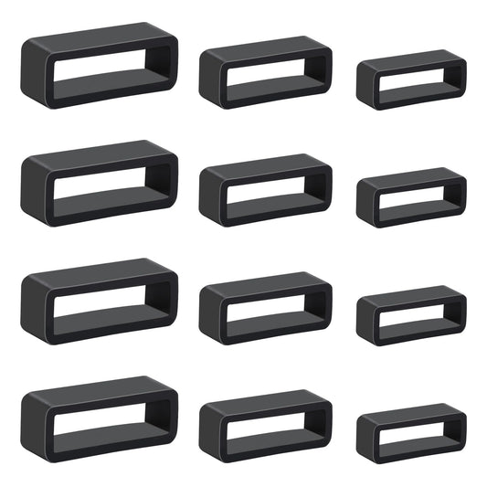 12 PCS Watch Band Holder, 18/20/22mm Silicone Watch Band Loops Black Watch Strap Holder Loops Replacement Holder Rings Retainer Fastener Rings Parts for Smart Watch Band Wristband Replacement
