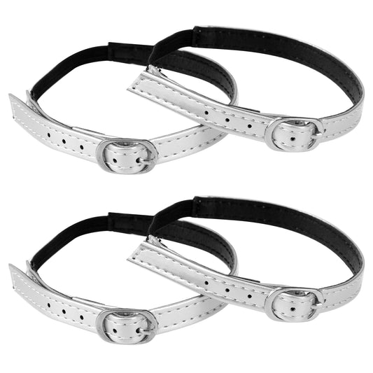 KALIONE 2 Pairs Shoe Straps, Detachable Ankle Straps, Anti-Loose Shoe Strap, Ankle Straps Replacement for Heels, Adjustable PU Leather Shoes Belt Band for Women Girls Holding Loose High Heels, Silver