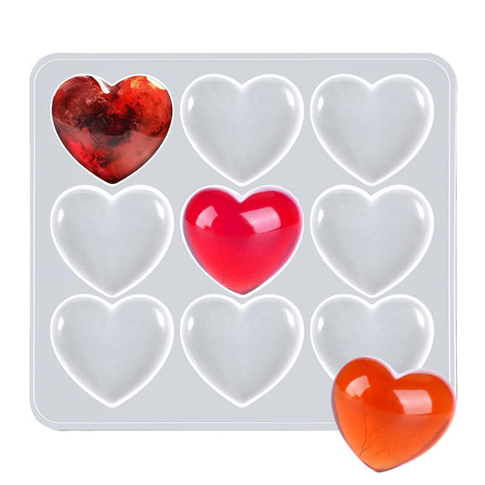Heart-Shaped Silicone Mould Nine Grid Heart Shapes Heart Shape Silicone Mould Casting Mould Heart for DIY Crafts Jewellery Heart Pendant 5.4 x 4.2 cm