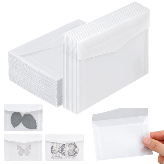100 Pcs Glassine Bags Glassine Envelopes Paper Bags Envelopes, Mini Clear Envelopes for Seeds Ticket Stamp Card, Mini Lottery Ticket Holders for Crafting Projects Journals(7x10cm/3.9x2.7inch)