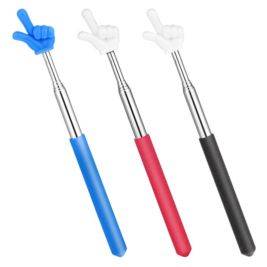 3-Piece Set of Retractable Teacher's Pointer, Mini Hand-Shaped Classroom Pointer, Classroom Teaching Stick, Suitable for Primary School, Kindergarten, Junior High School, Teachers(blue, red, black)