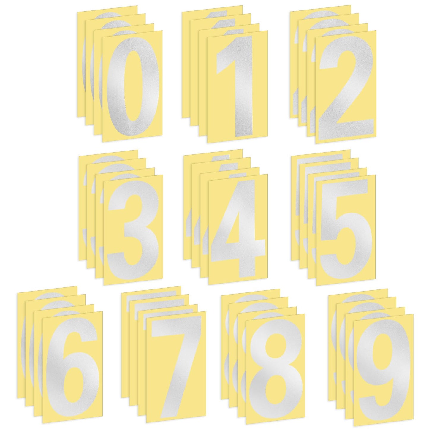 Reflective Number Stickers, 4 Sets Large 4 inch 0-9 House Numbers Self Adhesive Silver Numbers Stickers Wheelie Bin Stickers Bin Numbers for Wheelie Bins