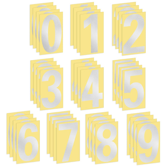 Reflective Number Stickers, 4 Sets Large 4 inch 0-9 House Numbers Self Adhesive Silver Numbers Stickers Wheelie Bin Stickers Bin Numbers for Wheelie Bins