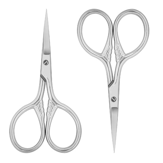2Pcs Professional Grooming Scissors Nose Hair Scissors Facial Hair Removal Eyebrow Scissors Small Scissors for Hair, Nose, Eyelashes, Eyebrow Trimming