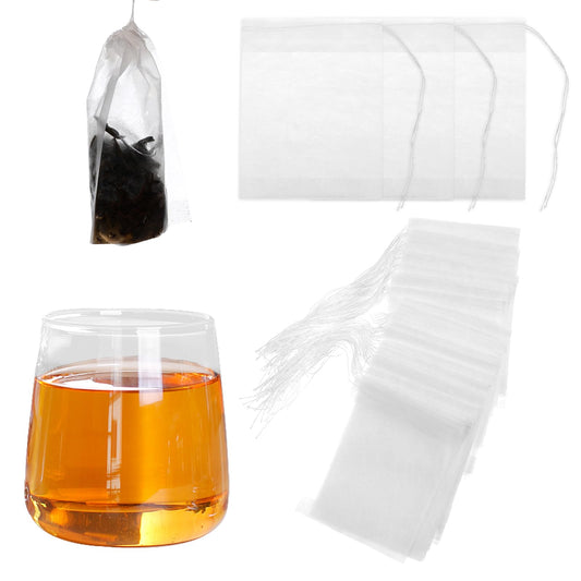 Pack of 200 Tea Bags for Loose Tea Unbleached Empty Tea Bags Disposable Tea Bags Plastic Free Tea Filter Bags Spice Bags with Drawstring for Loose Tea, Lavender, Coffee (3.5 inches x 2.7 inches)