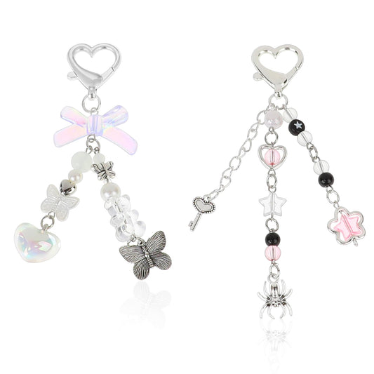 KALIONE Aesthetic Y2K Keychains Cute Keychains Charms for Women Girls Bag Purse Gifts Strawberry Butterfly Accessories Key Chain(Spider+Butterfly)