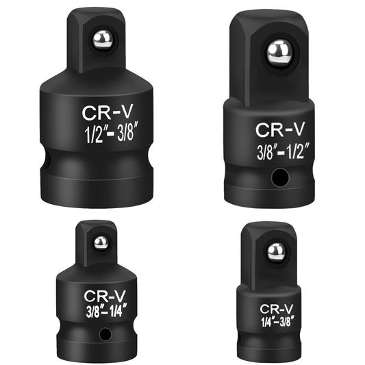 4 Pack Cr-Mo Steel Impact Adapter Reducer Conversion Set Impact Socket Adapter Set 1/4" 3/8" 1/2" Drive Socket Adapter Set for Impact Driver Wrench