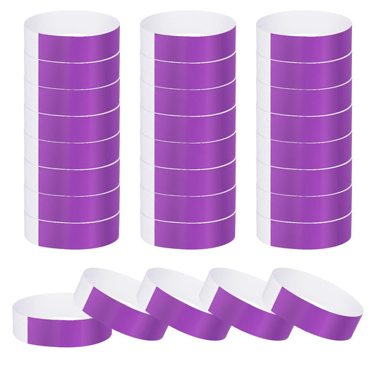 200 Pcs Paper Wrist Bands Waterproof Party Wrist Bands for Events, Self-Adhesive Arm Bands Neon Wristbands Lightweight Event Wristband for Party Events Clubs Concert Music Festival (Purple)