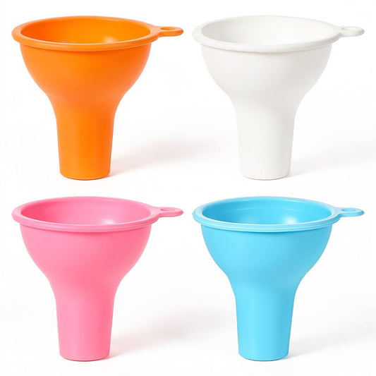 4 Pack Silicone Funnel, 3 Inch Wide Mouth Funnel for Kitchen Use Filling Bottles Flexible Kitchen Funnels for Home Restaurant Squeeze Bottles Jars Cans Water Liquid Oil or Powder Transfer