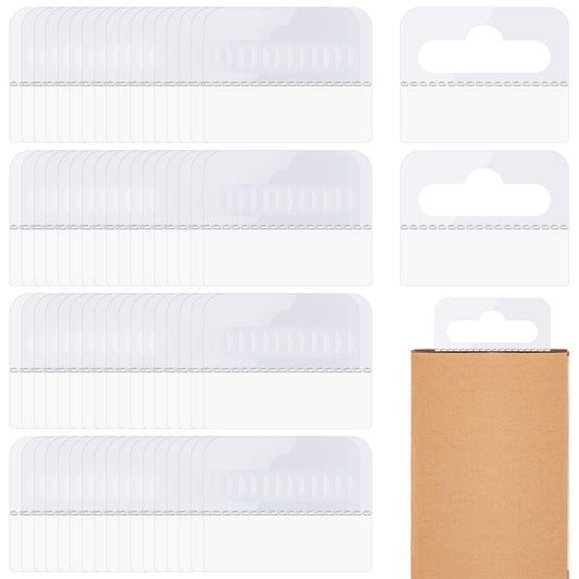 200 Pieces Slot Hole Hang Tabs Clear Sticky Hanging Tabs Display Tags for Sale Items Store Retail Display Plastic Sticky Tabs Tag Hook for Sale Items, 45mm X 35mm