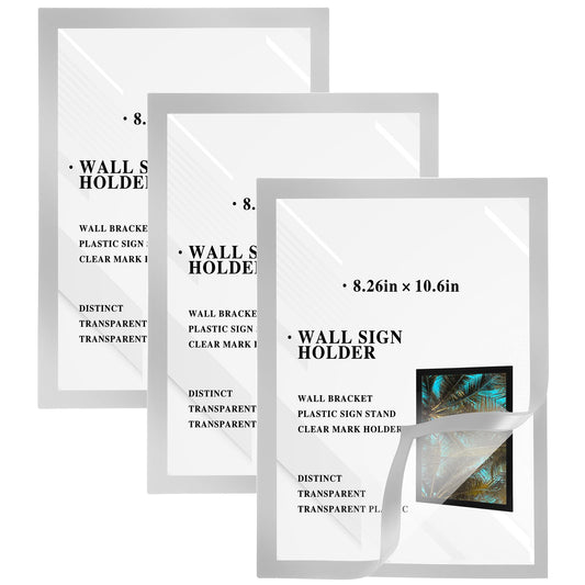 A4 Magnetic Sign Holder Self Adhesive Magnetic Display Frame, Sign Holder Document Holder, Self-Adhesive Frames Display Picture Frames Document Poster Paper Holder for Office Home Wall Door(A4-Silver)