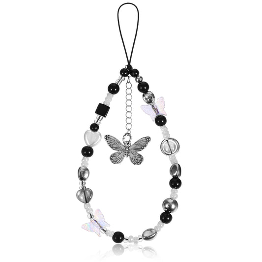 salbsever Phone Bracelet Phone Beaded Wrist Strap Butterfly Phone Strap Charm Y2k Beaded Strap Phone Lanyard Wrist Cute Aesthetic Phone Chain