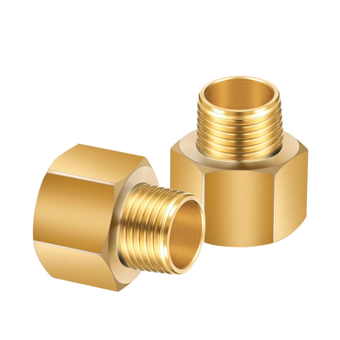 1/2" NPT Female to 3/8" Male NPT Reducer Adapter 2PCS Brass Fitting 1/2'' NPT Brass Extension coupling Not Compatible with Compression Size