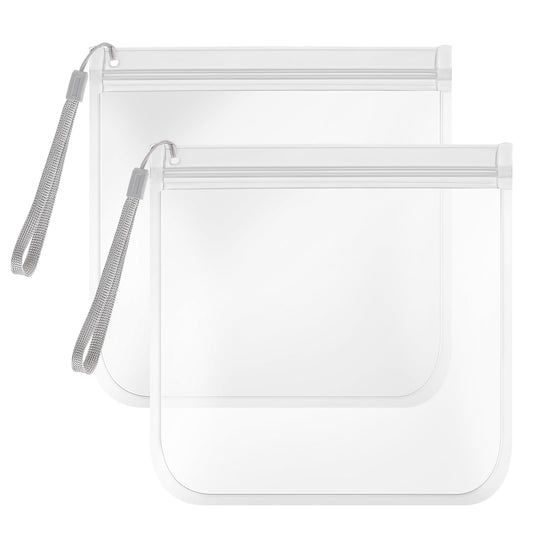 2 Pcs 1L Clear Travel Toiletry Bags, No Printing Transparent Airport Liquid Bag 20 x 20cm, Airport Security Approval Liquids Bags, Waterproof Leakproof Cosmetic Bag for Women Men (Transparent)