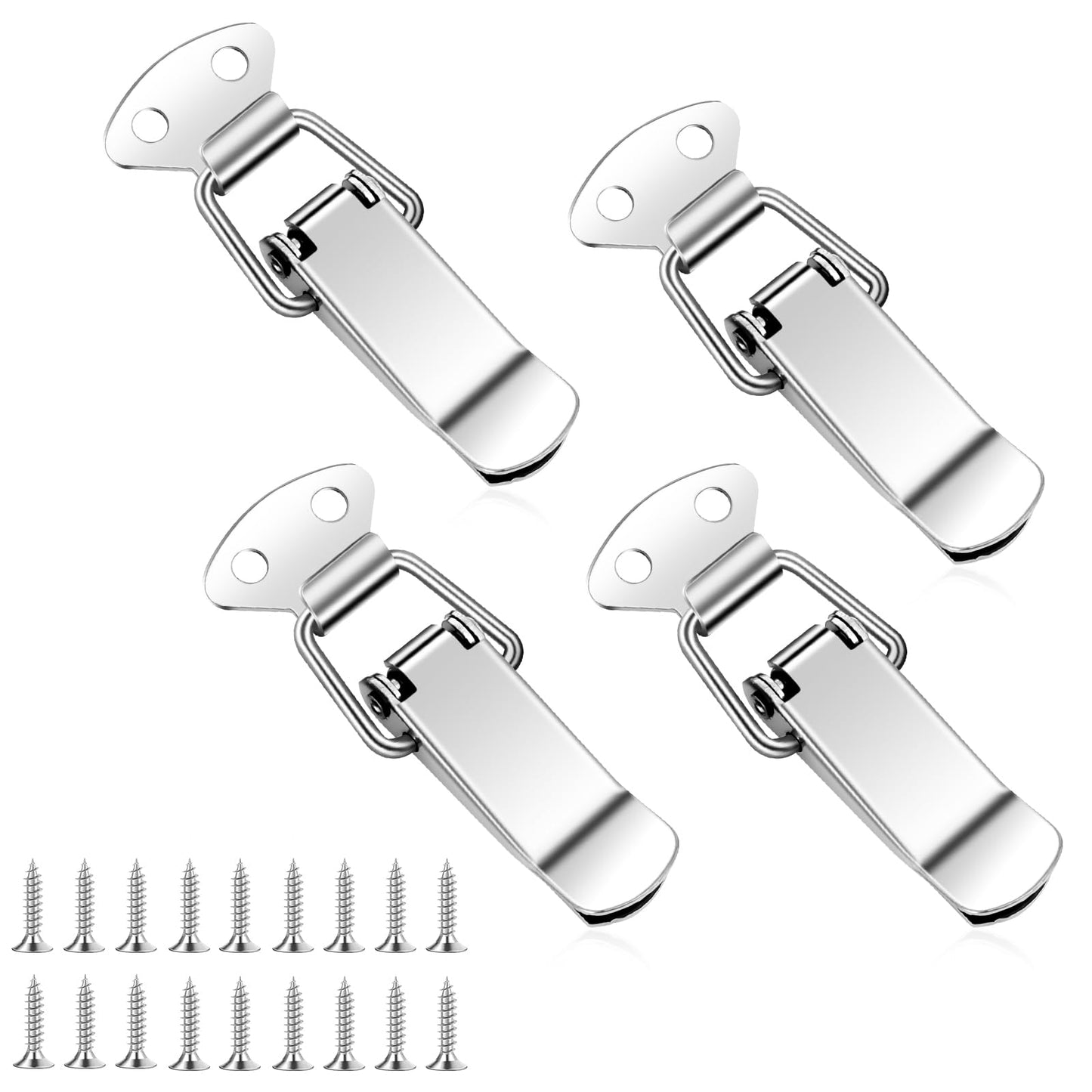 Spring Loaded Toggle Latch Hasp,4 Set Spring Loaded Buckle Latch Stainless Steel Hasp Lock for Cabinet Boxes Suitcase, with 18 PCS Mounting Screws