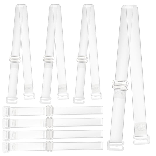 Clear Bra Straps, 4 Pairs Invisible Bra Straps Non-slip Transparent Bra Straps 12 Mm Thin TPU Straps Dance Bra Clear Straps Adjustable Clear Shoulder Straps Replacement for Women Girls Strapless Bras