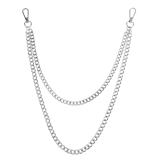 Pants Chain for Men Women, Stainless Steel Jeans Chains Wallet Hip Hop Pocket Chains Goth Jewelry Key Chain Accessories Punk Wallet Decoration for Boys and Girls Fashion Lover (Silver)
