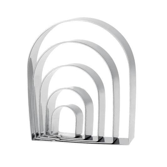 5 Pack Arch Cookie Cutters Stainless Steel Arched Baking Cutters Molds, 5”,4”,3”,2",1" Geometric Cookie Cutters Cookie Molds for Kitchen Baking, Silver Cookie Cutters, Diswasher Safe