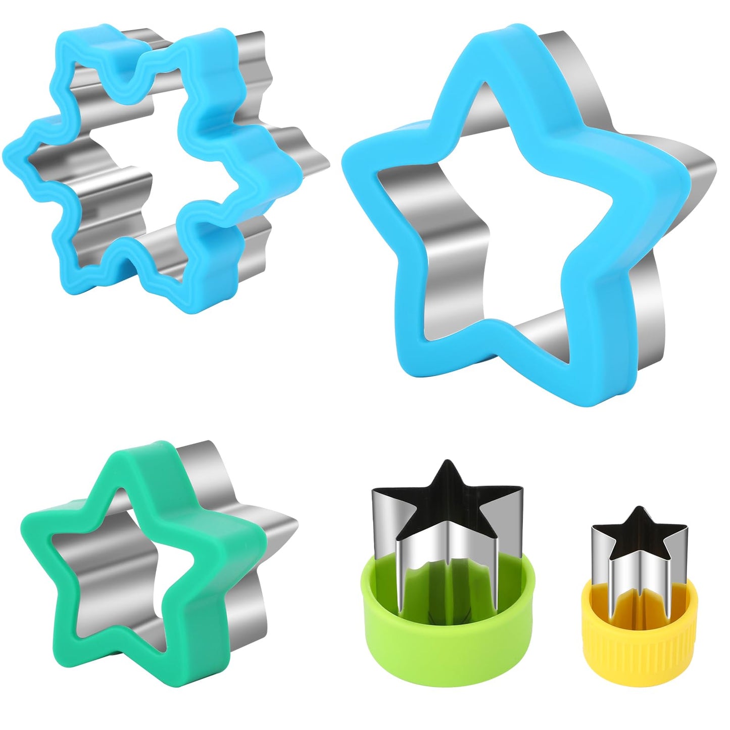 5 Pcs Star Cookie Cutter Set Star Cookie Cutters Stainless Steel Pentagram Cutter Molds Star Shapes Baking Vegetable Shape Cutters Star Biscuit Molds for DIY Baking Accessories
