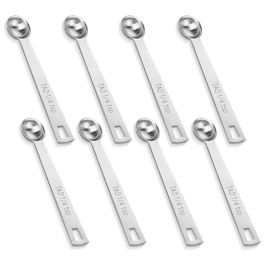 8 PCS 1/4 Teaspoon (1/4 TSP | 1.25 mL | 1.25 cc) Single Measuring Spoon, Stainless Steel 1/4 TSP Small Measuring Spoon Mini Measuring Spoons