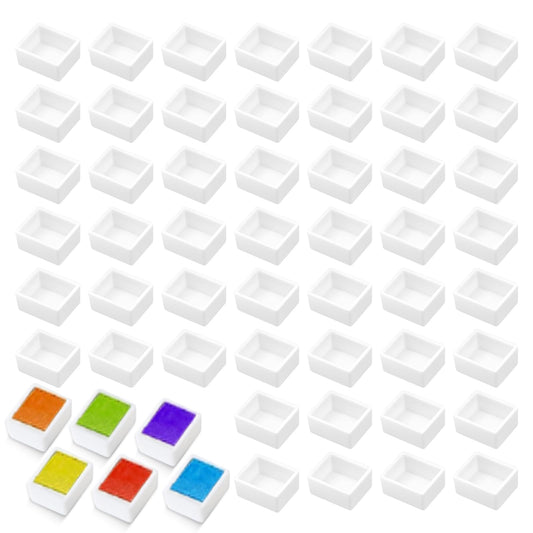 Pack of 50 Watercolour Pans White Watercolour Pans Empty Watercolour Palette Watercolour Tins Made of Plastic Travel Tins Colour Case Watercolour Pans Half Pans for Watercolour Acrylic Palette