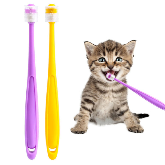 2 Pack Small Dog & Cat Toothbrush,360 Degree Soft Silicone Pet Toothbrush Cat Dental Care Dog Oral Hygiene Deep Clean Pet Teeth Cleaning Kit (Medium
