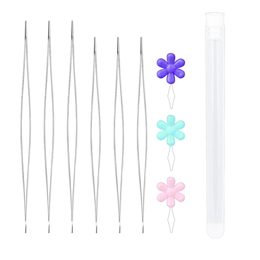 9pcs Big Eye Beading Needles, 3 Sizes Seed Beads Needles Collapsible Beading Needles for Jewelry Making, Bracelet Needles with Needle Storage Bottle, Bead Threader for DIY Bracelet Making