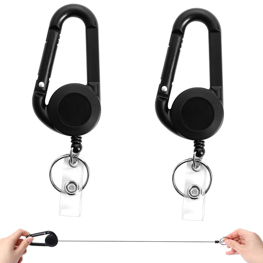 Mozeat Lens 2 Pcs Heavy Duty Retractable Keychain, Retractable Key Holder Belt Extendable Lanyard Key Chain Keyring with Clip, Retractable ID Badge Holder for Business Card Badge Reel 22 Inches Cord