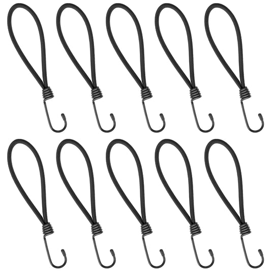 Small Bungee Cord with Hooks Bungee Straps 7 Inch Bungee Cords Heavy Duty Outdoor Black Mini Bungee Cords with Hooks for Camping, Tarps, Tents, Hiking Accessories 10 Pack