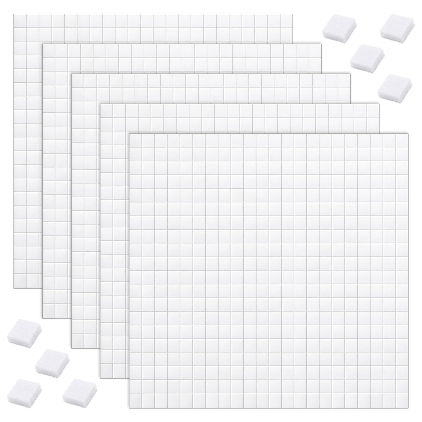 5 Sheets/2000PCS Foam Squares Double Sided, Foam Squares for Crafts