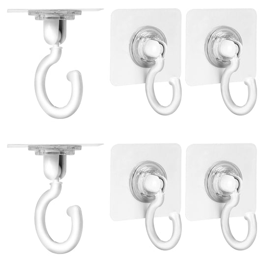 KALIONE 6 Pack Adhesive Ceiling Hooks, Powerful Wall Hooks Towel Hooks Holder, Heavy Duty Shower Wall Hanger Mounted Hooks for Bathrooms, Bedroom, Kitchen, Door