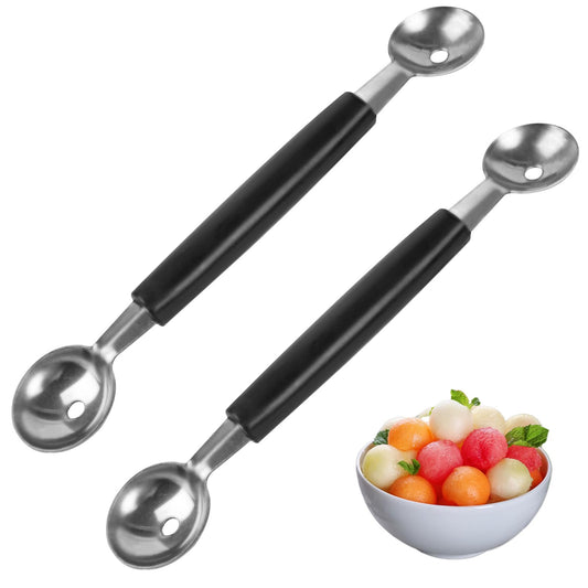Double-Sided Fruit Melon Baller Spoon Cantaloupe Spoon 2 in 1 Stainless Steel Melon Ballers Melon Scoop for Watermelon Cantaloupe Icecream Ball,18cm