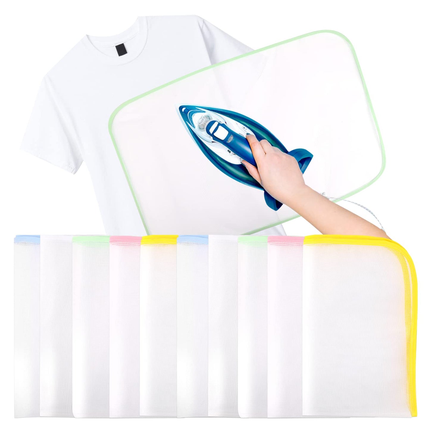 KALIONE 10 Packs Ironing Mat, Ironing Cloth, Protective Pressing Iron for Clothes, Reusable Iron Mat for Ironing, Multi-purpose Washable Ironing Mesh Pad for Home Use to Prevent Burns, 39 X 40 CM