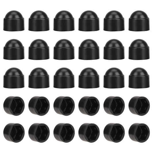 Pack of 30 Cover Caps for Screws Hexagonal Plastic Hexagonal Screws Cover Caps Black Caps for Screws and Nuts (Black, M12)